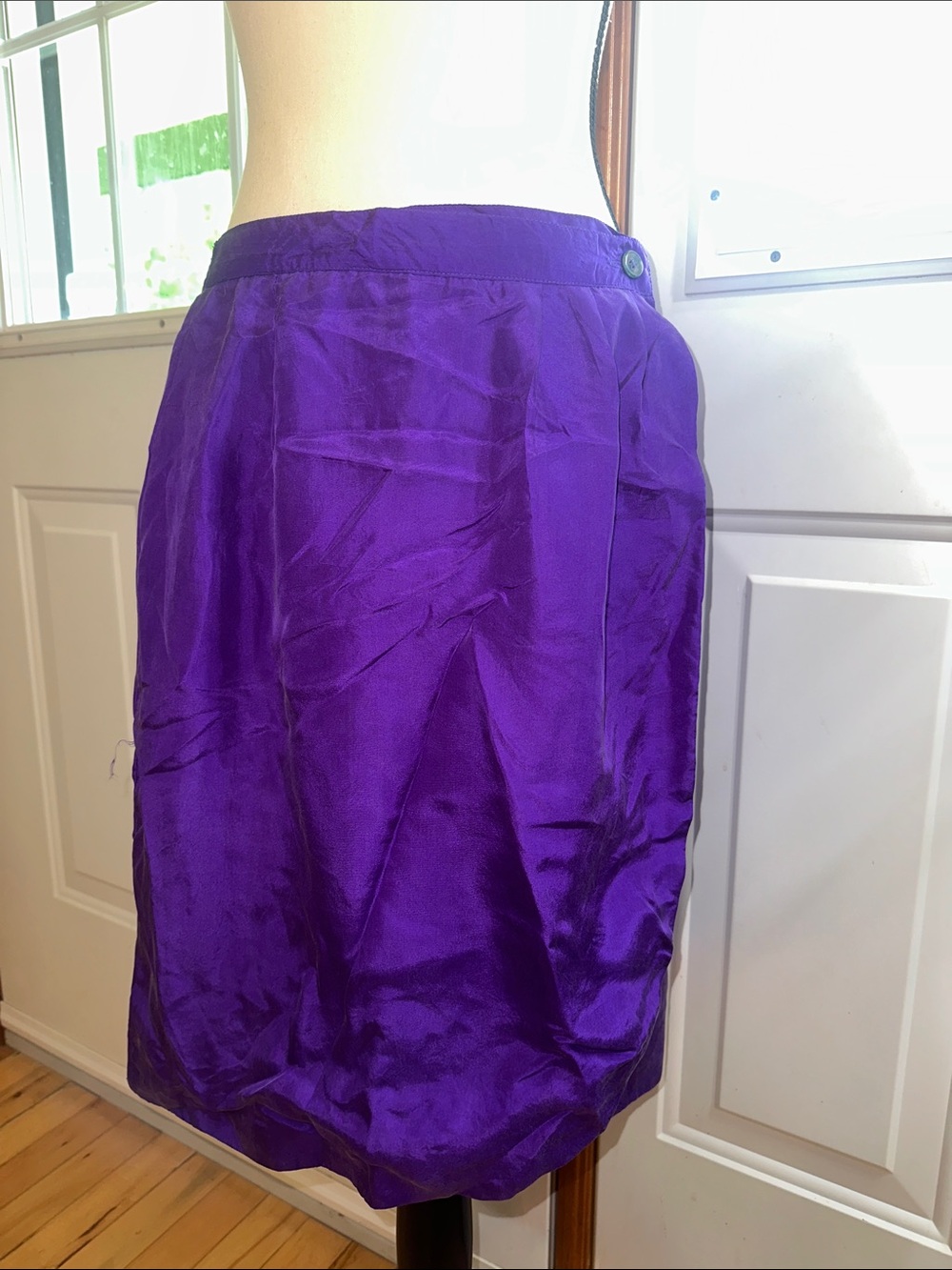 FU DA Purple Women's Knee-Length Wrap Silk Skirt